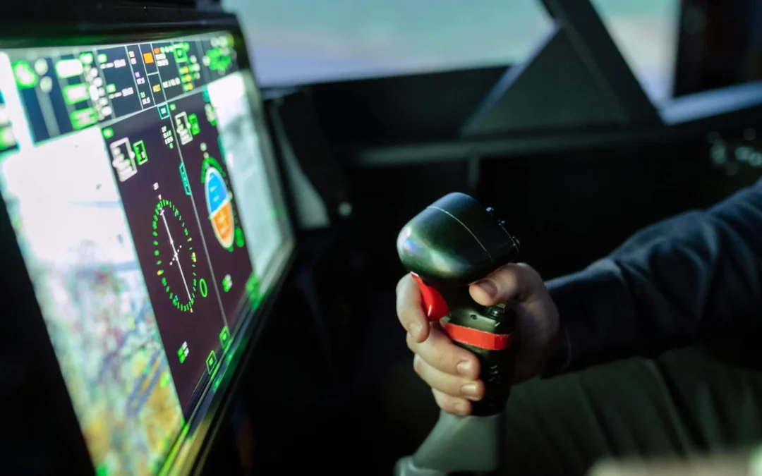 Flight simulator cockpit controls used in ATP-CTP training