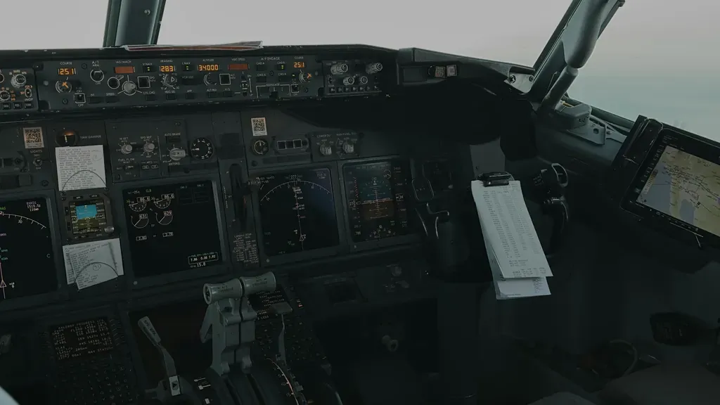 Commercial aircraft cockpit used to illustrate 737 recurrent training simulator preparation
