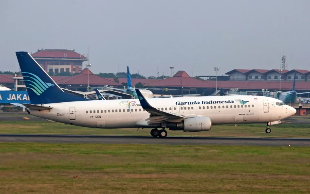 Boeing 737-800 aircraft taking off at an airport