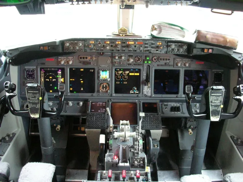 Boeing 737-800 NG cockpit flight deck used for pilot training